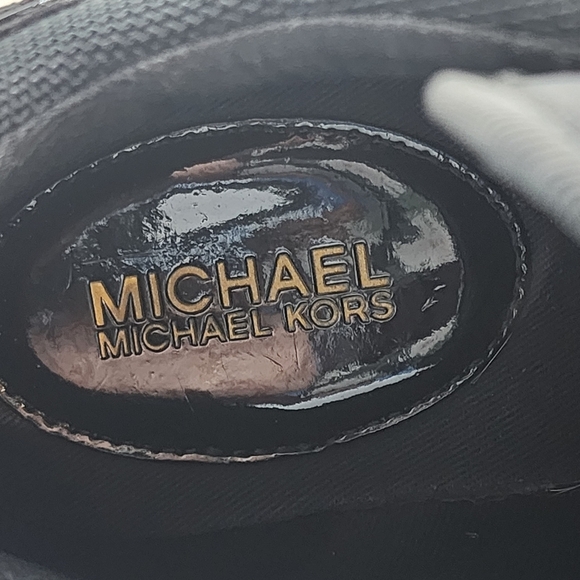 Michael Kors Wedge Sneakers Back And Gold Size 8.5. - Picture 9 of 9